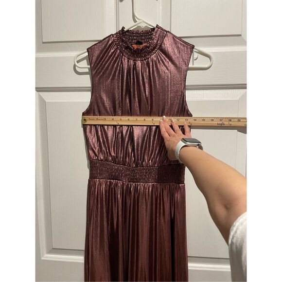 ModCloth Make It a Night To Remeber Smocked Neck & Waist Metallic Bronze Dress - Picture 4 of 14